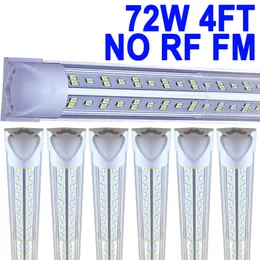 Luz de loja LED 4 pés, luminária de tubo LED de 72 W, tampa transparente de 4 pés NO-RF RM branco frio 6500K, luminária integrada em forma de V, iluminação da porta do refrigerador, gabinete de 25 pacotes crestech