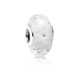 Strollgirl Sparkling Murano Glass Charms 925 Srebrny biały kolor DIY Fit Oryginalna bransoletka biżuteria H93830809