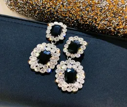 Dangle Chandelier Black Crystal Drop Earrings For Women Full Rhinestone Geometric Statement Fashion Party Jewelry GiftsDangle6413831