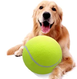 Giocattoli Palla da tennis gigante per cani Giocattolo da masticare Giocattoli interattivi per cani da compagnia Grande palla gonfiabile Forniture per animali domestici 24 cm (Spedito sgonfio)