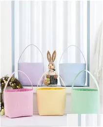 الحفلات الاحتفالية الأخرى لوازم عيد الفصح سلة Seersucker Stripe Bucket Easters Eggs Beass Bag Bag Mtipurpose Baskets1072679