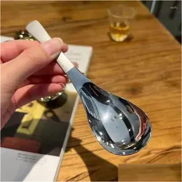 Spoons Stainless Steel Spoon Ins Thickened Adt Eating Drinking Soup Household Long Handle Round Kitchen Accessories Drop Delivery Ho Dhqwb