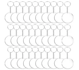 487296PCS Akryl Transparent Circle Discs Set Key Chains Clear Round Acrylic KeyChain Slangs KeyChain for DIY Transparent12467766681