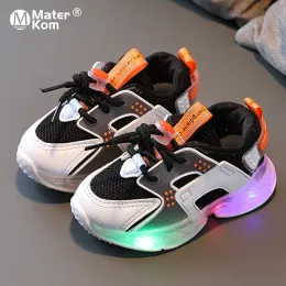 Outdoor Size 2130 Kids Luminous Breathable Mesh Sneakers Boys Children Glowing Shoes with LED Lights Girls Lighted Baby Toddler Shoes