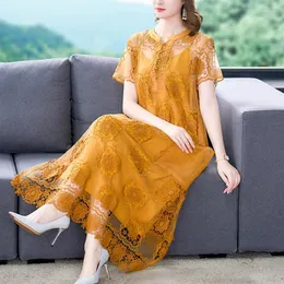 Work Dresses Embroidered Dress Summer Heavy Industry Water Soluble Flower Irregular Temperament Sling Two Piece Set