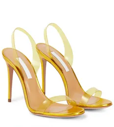 Nuove donne sandalo di lusso tacchi alti AQuazzur so nude tacco 105mm Sandali in pelle slingback sandaies abito da festa di nozze pompe open toe sling back sexy designer Scatola di scarpe