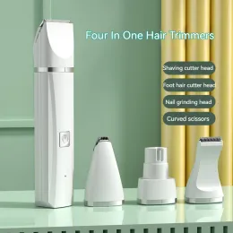 Shavers Set 4 in 1 schnurloser professioneller Haustierhaar Haarnagelschneider Trimmer Katze Rasierer Schneidemaschine gebogene Schere Haustierpflege Kit