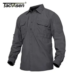 TACVASEN Mens Tactical Shirts Summer Lightweight Quick Drying Shirts Hiking Nylon Shirts Long Sleeve Outdoor Work Cargo Shirts 230226
