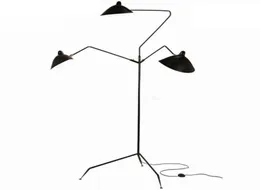 Serge Mouille 3 Arms Floor Lamp Nordic Black Standing Light Sofa Wall Background Bedroom Office Loft Living Room Iron Stand Lighti2778982
