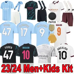 23 24 Soccer Jerseys HAALAND DE BRUYNE PHILLIPS MANS CITIES GREALISH FERRAN MAHREZ FODEN BERNARDO JOAO CANCELO Z RODRIGO Football Shirt Men Kids Kit Sets Uniforms