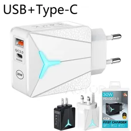 Type-C+USB dual port charger wall adapters 20W phone charger EU/US/UK adapted For iphone Samsung Smart phone