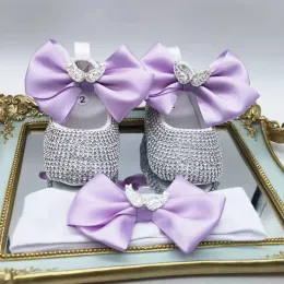 Outdoor Dollbling Personalized Angel Wings Christmas Birthday Perfect Baby Shower Gifts Rhinestone Glittery Shoes Baptism Free Headband