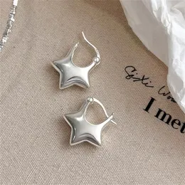 Hoop Earrings Star-shaped Creative Five-pointed Star Metal Earring For Women S925 Silver Needle Personality Party Jewelry