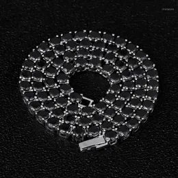 DNSCHIC Iced Out Tennis Necklace 5mm White Gold Chain Line with Black CZ for Men Women Hip Hop Jewelry Rapper Street Fashion1195V