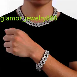 Wholesale Icy Cuban Link Chain Hip Hop Mens Chunky Iced Out Moissanite Prong Cuban Chain Necklace Jewelry