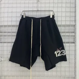 メンズショーツ2024SS HARAJUKU RR123 LOGO MEN WOMEN 1：1高品質RRR 123パフプリントレターブリーチ