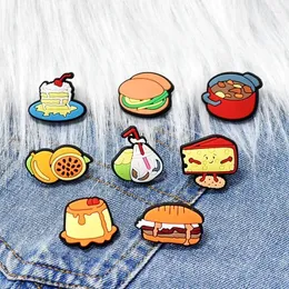 Brooches 1Pcs Cute Foods Brooch Coconut Juice Pot Cake Wine Rougamo Enamel Badge Passion Fruit Bag Lapel Pin Jewelry Gift For Friend