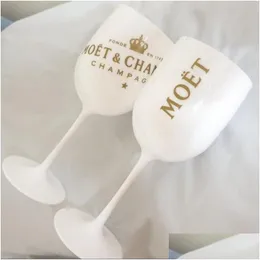 نظارات النبيذ 2pcs Plastic Party White Champagne Glass Moet إسقاط التسليم المنزل حديقة المطبخ المطبخ شريط شرب أدوات DHQWB