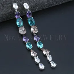 Dangle Earrings Ranos Multicolor Stone Natural Stone Long Drop Bead Bead Line for Women Fashion Jewelry EFX001764