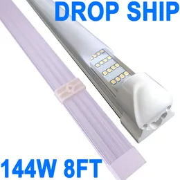 8 Foot Milky Cover LED Tube Lights,Garage 240cm LED Shop Lamp,8FT Integrated Tubes ,Bulbs Pure White 6500k Barber Hospitals 8FT LED Grarages Lights Cabinets crestech