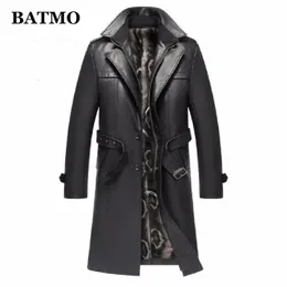 Прибытие осень зима утолщенный плащ из натуральной кожи мужской кожаная куртка мужская длинное пальто больших размеров S-5XL 240228