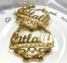 Orecchini in bambù personalizzati Cerchio in acrilico Personalizza Orecchini con nome Personalizza Gioielli Sfilata di moda Orecchini affascinanti Regalo in oro 2009239854679