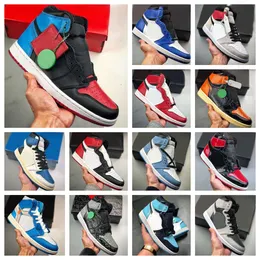 1s Patent Leather High Top Basketball 1 Shoe for Men and Women running shoes casual shoes Patent Leather Fluorescent Green Beika Blue Black Red sneakers Size 36-45