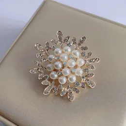 Broche de pérola coreano, sensação elegante e de alta qualidade, flor de peito de nicho, fivela antiderrapante de strass feminino, clipe de borboleta