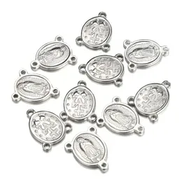 Partia 50pcs Stal nierdzewna religijna Różańca Centrum Różańca Modonna Virgin Mary Charms Złącza do biżuterii DIY Crafts Acceso272s