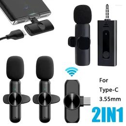 Microfones Wireless Lavalier Mini Portable Microphone Live Audio Video Recording Mic för Typ C Mobiltelefon Laptop Camera 3,5 mm Jack