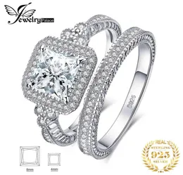 JewelryPalace Винтажное обручальное кольцо Набор обручальных колец с кубическим цирконием с искусственным бриллиантом Принцесса Кольцо из стерлингового серебра 925 пробы для женщин 214914414