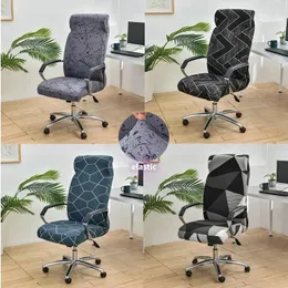 Capas de cadeira Capa de computador de impressão geométrica Elastic Spandex Office Non Slip Rotating Seat Caso Gaming Slipcovers