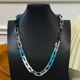 Luxury Classic Monogramkedja Fashion Link -kedja Rostfritt stål Hip Hop Design Halsband Orange Gold Silver Silver Men's Chain Necklace Jewelry Gift