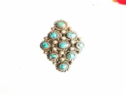 Cluster Rings 2022 Spring Fashion White Metal Copper Inlaid Turquoises Big Figure Ring Nepal Vintage Jewelry R0075244735