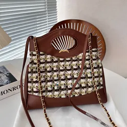 デザイナーの女性31バッグトートカラフルなウール編みツイードハンドルパッチワークデザイン24cmゴールドメタルハードウェアマテラスチェーンビンテージショルダークロスボディハンドバッグ財布
