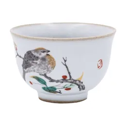 Kiln Retro Vintage Tea Cup Gardon Bird Mug Ruyao 100ml Porcelain Handpainted Teacup Tea Service Pigmented Tea Bowl Drinkware266U