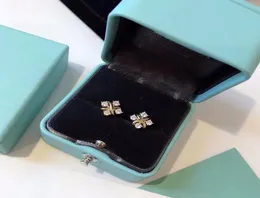Luxury Schlumberger Charm Earrings Designer S925 Sterling Silver Gold Square Zircon Crystal Earrings for Women with Box6107040