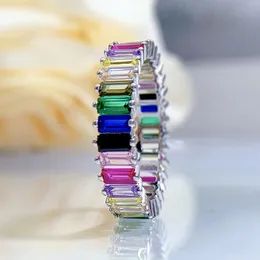 2024 Handmade Rulelei gioielli di lusso originali reali 100% argento sterling 925 taglio smeraldo colorato Moissanite diamante elegante partito donne anello nuziale regalo