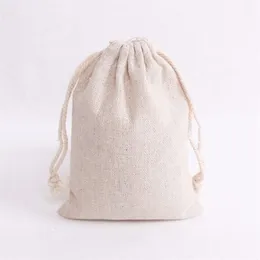50pcs lot Natural Color Cotton Bags 8x10 9x12 13x18cm Drawstring Gift Bag Pouches Muslin Candy Gifts Jewelry Packaging Bags T20060275R
