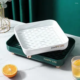 Vassoi da tè Vassoio a doppio scarico Piatto da frutta in plastica Set di tazze rettangolari Contenitori per articoli vari Organizzatore creativo per la casa Forniture da cucina