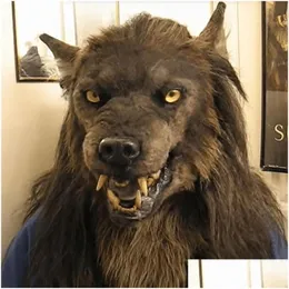 Party Masks Werewolf Headwear Costume Adts Halloween Party Cosply Wolf Fl Face Er Scary Mask 220722 Drop Delivery Home Garden Festive DH4ZJ