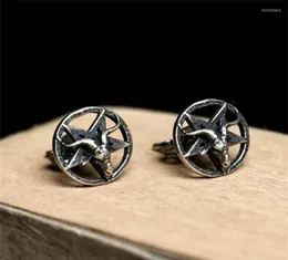 Stud Earrings 1 Pair Silver Pentagram Retro Personality Round Simple And Versatile Sheep Head3464543