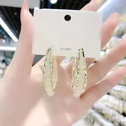 Hoop kolczyki Koreańska moda 925 Srebrna igła Tkana siatka Owalna dla kobiet Party Wedding Anniversary Gift Biżuteria Pendientes Mujer