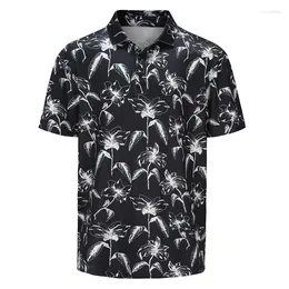 Polos masculinos Moda 3D Impresso Camisa Polo Havaiana Homens Férias de Verão Flor Folha Padrão Manga Curta Solta Camisetas Tops Botão Lapela Tees