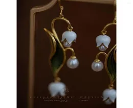 Dangle Earrings Original Design Retro Minority Enamel Pearl Temperament4301639