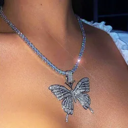 Luxury Big Butterfly Statement Necklace Rhinestone Necklaces For Women Tennis Chain Crystal Choker Wedding Jewelry Gift2986