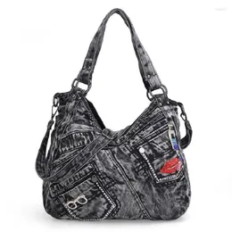 Evening Bags Casual Jeans Denim Women Shoulder Pocket Vintage Tote Lady Handbags Jean Messenger Bag Woman Purse288T