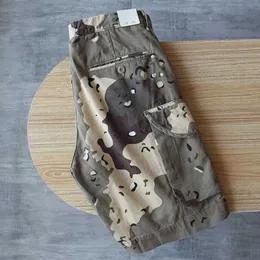 Shorts masculinos camuflagem tecido sarja shorts roupas masculinas retro resistente retro calças casuais mercadorias vítimas de lavagem j240228