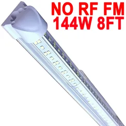 8Ft LED Shop Light Fixture - 144W T8 Integrated LED Tube Light - 6500K 144000LM V-Shape Linkable - NO-RF RM - Clear Cover - Plug and Play - 270 Degree Garage, Shop Barn crestech
