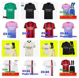 AC M Milan Soccer Jerseys 2023 2024 2025 Rebic theo reijnders Kessie de Ketelaere Rafa Leao Giroud Pulisic R.leao Football Dirtts Ibrahimovic Men Kids Kids uniformi 4xl